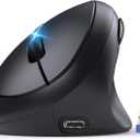 TECKNET Ergonomic Mouse, Bluetooth Wireless Vertical Mouse, Rechargeable Battery, Quiet Clicks, 4800 DPI Adjustable, BT5.0/3.0 & 2.4G Connect, Easy to use, Wide Compatibility - Black