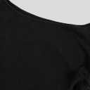 Milumia Women's Ribbed Knit One Off The Shoulder Asymmetrical Long Bell Sleeve Tops Y2K Going Out Tee Shirt Tops (Black, S)