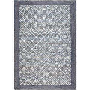 TOWN & COUNTRY TERRA Nalani Textured Diamond Hand-Knotted Flatwoven 100% Natural Jute Area Rug, Midnight Blue, 3'x5', 2'11" x 5'