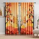 FMFUNCTEX 100% Blackout Curtains 84 Inches Long for Living Room, Orange Yellow Autumn Fall Leaves Camouflage Thermal Curtains, Illustration Scenery Drapes Rod Pocket Curtains for Bedroom,2 Panels