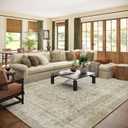 10x12 Area Rug Washable Rugs: Large Living Room Rug Stain Resistant Non Slip Distressed Vintage Low Pile Faux Wool Soft Carpet for Bedroom Farmhouse Dining Room Kids Playroom Nursery (Beige and Brown)