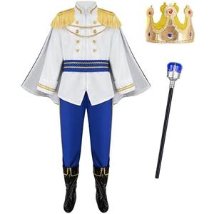 GZ-LAOPAITOU Boys Prince Charming Costume - Royal Outfit for Kids Birthday, Halloween Cosplay Dress Up without a stick Size 5-6Y