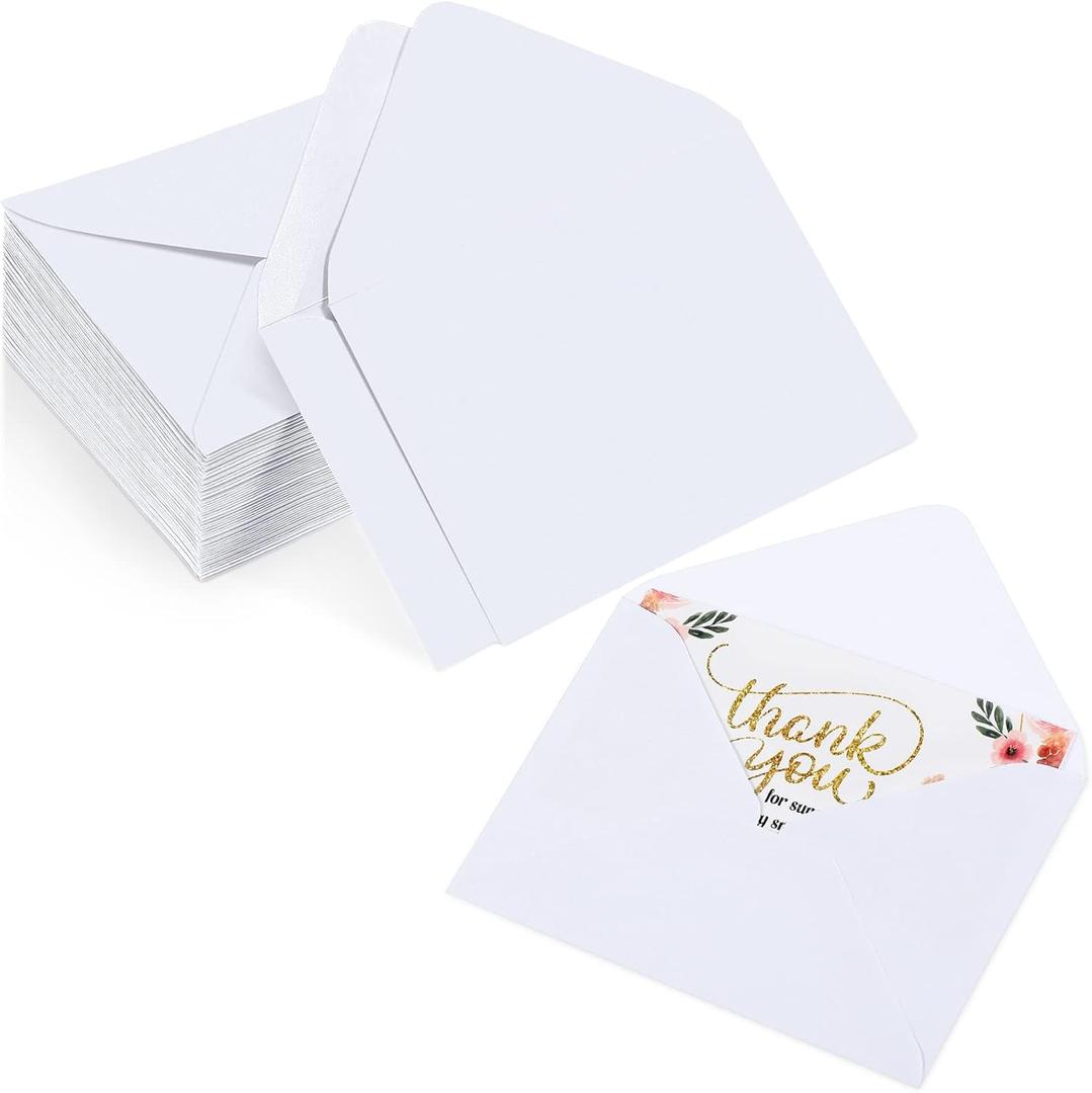Yahenda 200 Count White Mini Gift Card Envelopes Bulk Wedding Pocket Small Business Paper Envelopes Gift Card Sleeves Greeting Tiny Pocket 4 x 2.7 Inch for Graduation Engagement Birthdays Banquets
