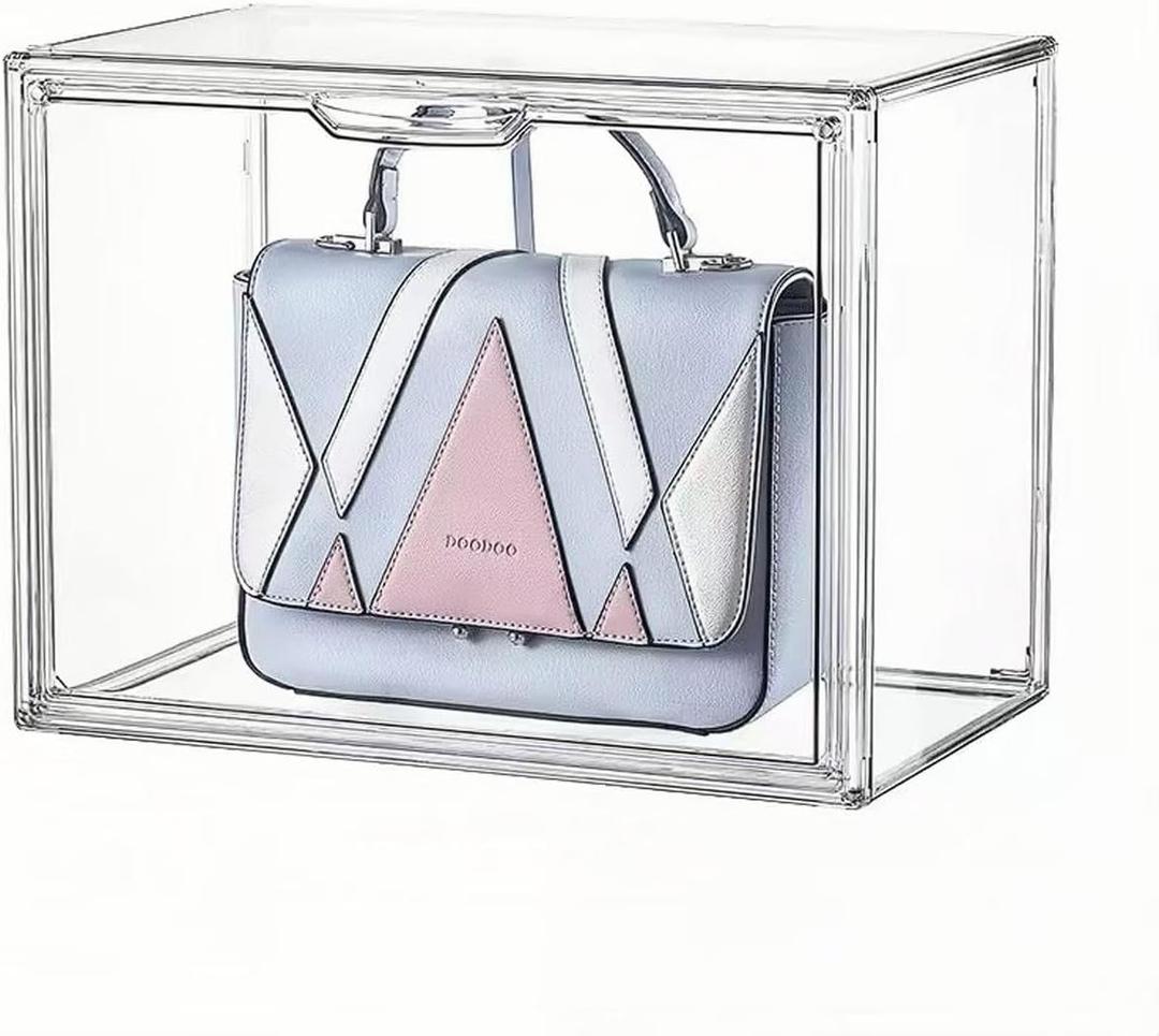 BAKLAM Large Clear Acrylic Display Box with Front Door – Spacious Organizer Case for Collectibles, Skincare, Toys, Office Supplies, 14.17×8.66×10.63 inches Transparent Storage Cabinet