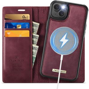 Wallet Case for iPhone 14 Compatible with Magsafe, 2-in-1 PU Leather Flip RFID Blocking Card Holder Stand Shockproof Magnetic Detachable Case for iPhone 14 Case 6.1", Burgundy