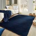 Floralux Area Rugs for Bedroom Living Room, 4x6 Rug, Dark Blue, Fluffy Fuzzy Carpet, Shag Plush Carpets for Nursery Kids Room, Home Dorm Decor Aesthetic