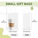 MESHA White Gift Bags 5.25 x 3.75 x 8 Inch 50 Pack,Small Paper Shopping Bags with Handles Bulk,Heavy Duty Reusable for Business, Birthday, Wedding, Party Favors, Made in USA