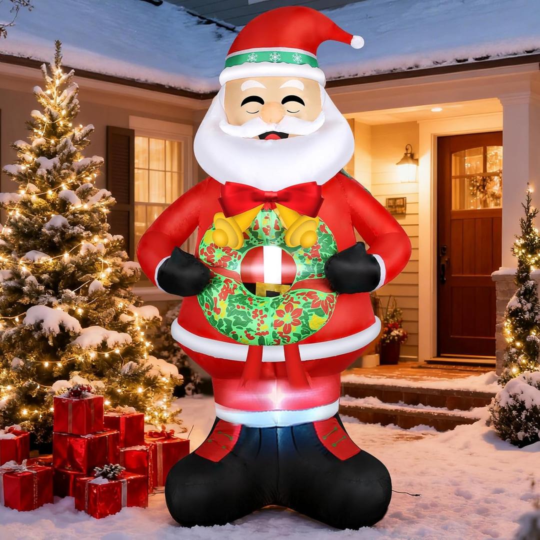8 FT Christmas Inflatable Santa Claus - Christmas Decorations Outdoor - Christmas Blow Up Xmas Large IP44 Weatherproof - Built-in LED Light & Water Bag for Yard Garden Indoor Holiday