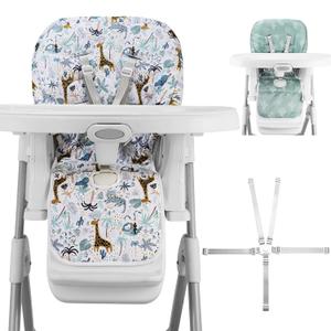 Baby High Chair Cover Replacement, Reversible & Waterproof High Chair Cushion Pad Home & Restaurant use, Includes 5-Point Harness Strap, Chair Not Included - Green