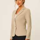Allegra K Women's Work Office Blazer Stretch Lapel Collar Long Sleeve Jacket Suit Blazer (Teal, S)