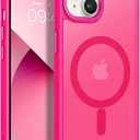 Magnetic for iPhone 13 Case & iPhone 14 Case [Compatible with Magsafe] Translucent Matte Phone Case iPhone 13/14 Slim Thin Shockproof Women Men Protective Cover Cases, Hot Pink