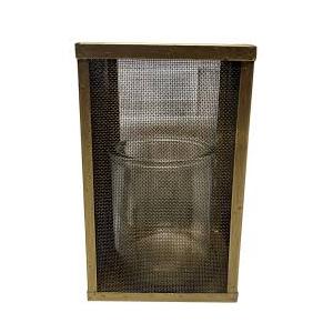 HD Designs Metal with Glass Large Candle Holder, 10 in