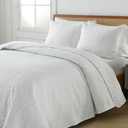 Boryard California King Quilt Bedding Set, 3-Piece Lightweight Soft Coverlet Set (111x106 inches) with 2 Pillow Shams (20x36 inches), White
