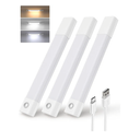 EZVALO 3 Pack 7” Motion Sensor Light Indoor, Wireless Under Cabinet Lighting, 30 LED Rechargeable Closet Lights, Dimmable, 3 Color Temperatures, Counter Lights for Wardrobe, Pantry, Bedroom, Kitchen