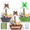 Yeaqee 12 Sets 8 x 10 Inch Football Party Decorations Baskets for Gifts Empty Baskets with Bows Ribbons Bulk Gift Boxes Football Bowl Game Day Gift Box Favors