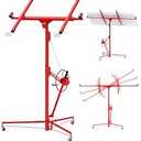 13FT Drywall Lift, Heavy Duty Sheetrock Hoist with Winch - 150 Lbs Adjustable Telescopic Arm, 360° Rotatable Panel Hoist, Locking Casters, Foldable Sheetrock Lifter for Ceiling and Home Improvement