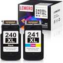 LEMERO 240XL 241XL Combo Pack Remanufactured Ink Cartridges Replacement for Canon Printer Ink 240 241 Combo Pack PG-240XL CL-241XL for PIXMA MG3620 MG3600 Printer for Canon Ink 240 241 (2 Pack)