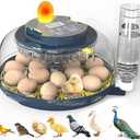 Incubators for Hatching Eggs, 18 Eggs Incubator with Egg Candler, Auto Egg Turner, Temp & Humidity Control, Hatch Day, Auto Water Refill, 2 Size Egg Tray, 360° Viewing for Chicken, Duck, Quail