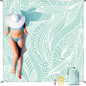 Beach Blanket Waterproof Sandproof Extra Large Beach Mat 79" X 83"/120"x108"for 1-8 Adults Quick Drying Durable Outdoor Picnic Mat for Beach Travel Camping Hiking