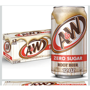 A&W Zero Sugar Root Beer Soda, 12 fl oz cans, 12 count BB 31 JAN 2026