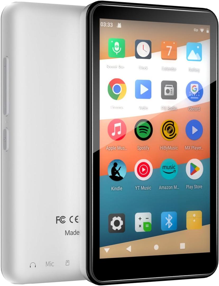 MP3 Player with Bluetooth and WiFi, 144GB Storage & Android OS, 4" Touch Screen, FM Radio, Kids MP3 & MP4 Player with Spotify, Amazon Music, and Google Play Store, DGTenk Portable Media Player (Black)