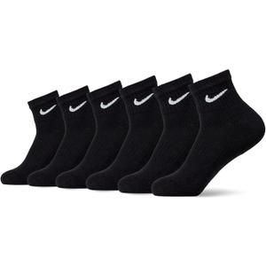 Nike Unisex Adult Everyday Cushioned Training Ankle Socks (6 Pairs) (Medium, Black/White)