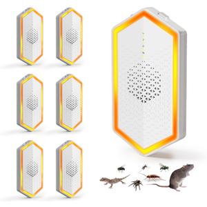 2026 Upgraded Ultrasonic Pest Repeller for Pest Control, 4-Mode Indoor Mouse Repellent Ultrasonic Plug in for Mice, Roaches, Spiders, Rodent Repellent, Ultrasonic Mouse Repellent, 6-Pack