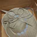 dressfan Vintage Fascinator Hats for Women,Linen Pearl Fascinator for Derby Church Wedding Tea Party (Brown, M)