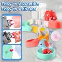 72 PCs Dinosaur Bath Toys for Kids Ages 4-8, Bathtub Water Slide Toys for Toddlers, DIY Building Set with Rubber Dino Bath Toys for Birthday Gifts