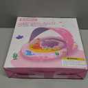 EZIGO Baby Pool Float with Canopy UPF50+ Sun Protection, Inflatable Kids Pool Floats with Ocean Animal Toys for Baby 6-36 Months, Infant Swimming Float with Adjustable Safety Seat for Boys Girls (Pink)