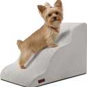Dog Stairs for Small Dogs,3 Step Dog Ramp for Couch and Bed,Pet Stairs with Non-Slip Bottom for Old Cats,Indoor Pet Steps,Comfort,Durable,15.4" H,Light Grey