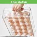 vacane Egg Holder for Refrigerator, 48 Capacity Clear Egg Storage Drawer with Non-Slip Pads, Stackable BPA-Free Egg Organizer Tray for Fridge