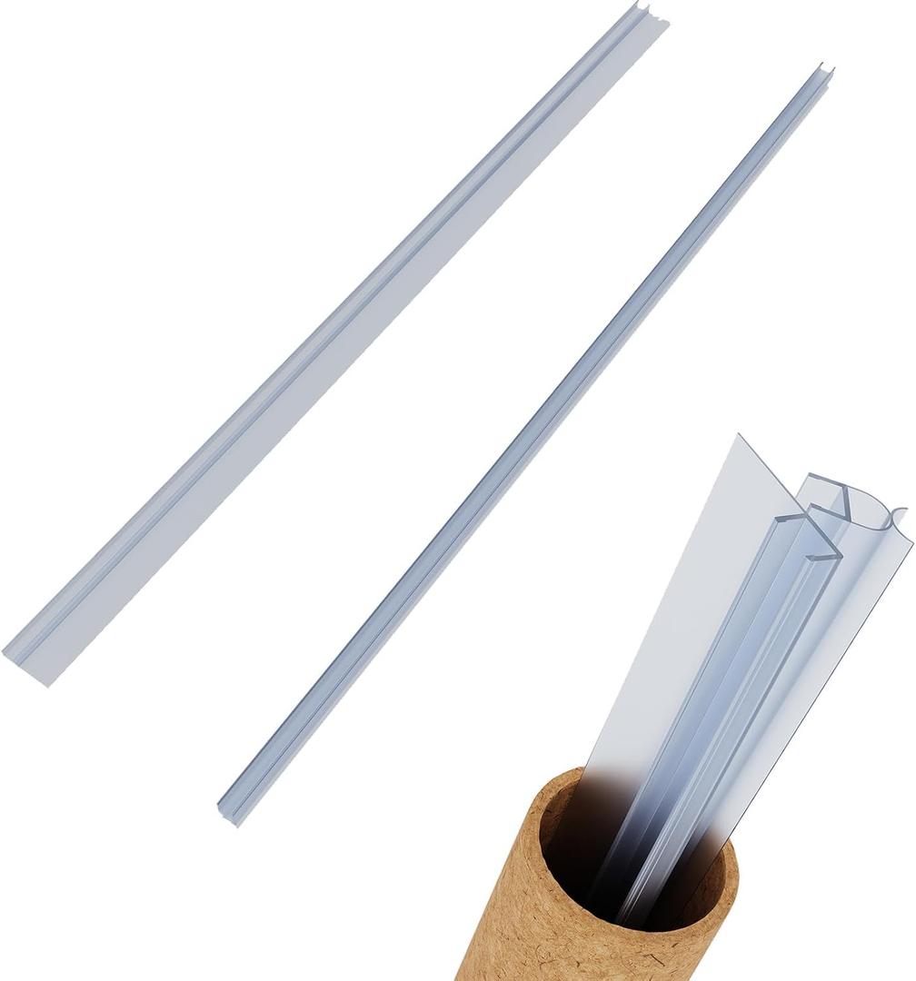 Sliding Shower Door Side Seal Set 80In. 2PCS, Frameless Glass Seal Strip, Shower Door Sweep, Stop Shower Leaks and Create a Water Barrier (2 Seals for 3/8" Glass Sliding Shower Door)