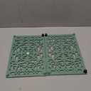 Sumnacon 9.6 x 6.3 Inch Cast Iron Trivet, 2 Pack Metal Trivets with Rubber Feets,Iron Trivet for Hot Dish Pot Pan Plate Teapot,Heat Resistant Trivet Cast Iron for Kitchen Cooktop Dining Table, Green