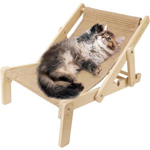 Sisal Cat Scratcher Bed with Adjustable 4-Position for Cats Scratcher Lounge, 2 in 1 Cat Sisal Chair for Indoor Cats Hammock for Scratching Pad, Natural Lounger Chair (Large)
