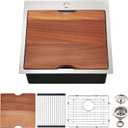Kitchen Sink, 21 x 20 x 10 Drop in Kitchen Sink 16 Gauge Stainless Steel Kitchen Sinks Single Bowl Workstation Sink with Cutting Board