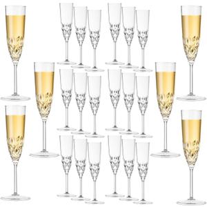 24 Pack Plastic Champagne Flutes, Shatterproof Reusable Fancy Crystal Clear Champagne Glasses, 5 oz Acrylic Unbreakable Elegant Party Drinking Cocktail  Glasses Wedding Birthday Bar Goblets (Transparent)
