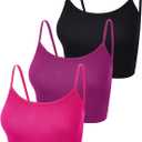 Boao Crop Camisole Top Spaghetti Strap Tank Sleeveless Crop Tank Top for Women(3 Pack,Small,Black, Rose Red, Purple)