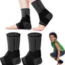 Tarpop 1 Pair Ankle Brace for Kids Compression Ankle Sleeves Adjustable Foot Support Brace Elastic Guard for Children Boys Girls Sports Running Jogging Dance Fitness Gymnastics(Black,Small)