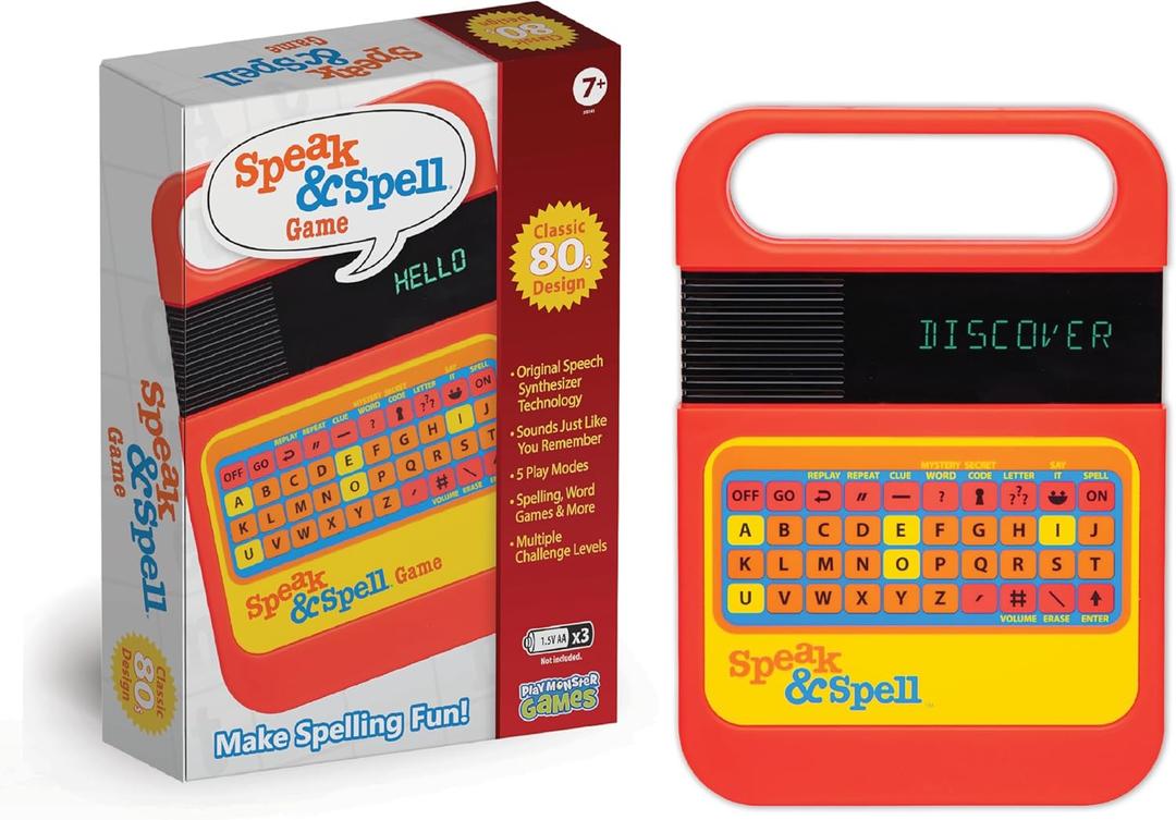 Speak & Spell Electronic Game - Educational Learning Toy, Spelling Games, 80s Retro Handheld Arcade, Autism Toys, Activity for Boys, Girls, Toddler, Ages 7+