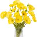 Artificial Poppies, Yellow Silk Poppies Artificial Flowers - 15x Blooming California Poppy Flower Artificial Plus 5X Buds for Home Decoration, YLYL5