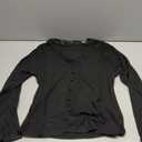 SOLY HUX Women's Plus Size Lace V Neck Long Sleeve T-Shirts Button Slim Fit Going Out Tee Tops Pure Black X-Large Plus