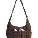 BAGSMART Crossbody Hobo Bag for Women with Adjustable Strap, Quilted Puffy Purses for Women Fluffy Compact Shoulder Handbag