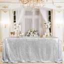 B-COOL 60x102 Inch Silver Tablecloth Christmas Rectangle Silver Sequin Tablecloth Sequin Table Linens Glitter Tablecloth Wedding Sequin Tablecloth for Xmas Halloween