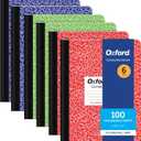 Oxford Composition Notebook 6 Pack, College Ruled Paper, 9-3/4 x 7-1/2 Inches, 100 Sheets, Assorted Marble Covers. 2 Each: Blue, Green, Red (63763)