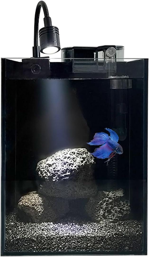 Betta Fish Tank kit,Small Nano Glass Fish Tank Start Kit with Filter,LED Light for Shrimp,Small Fish,Betta (1.5 Gallon)