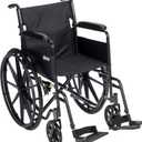 Drive Medical Silver Sport 1 Folding Transport Wheelchair - Lightweight Mobility Support - Full Armrests - Removable Swing-Away Footrests - Durable Steel Construction - Compact Folding Frame - Black