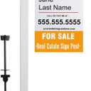 Vinyl PVC Real Estate Sign Post 6' Tall (4"x 4"x 72"), Realtor Yard Sign Post with Flat Cap for Open House and Home for Sale, 36" Arm Holds Up to 24" Sign, White (No Sign)