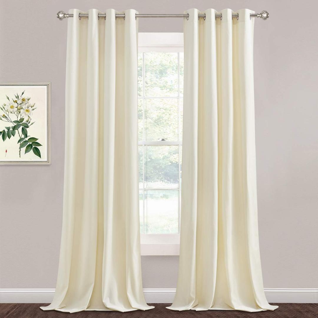 StangH 120 inches Long Curtains Velvet - Thick Texture Winter-Proof Light Blocking White Velvet Curtains High Ceiling to Floor Tall Curtain Backdrops for Holiday Wedding, Ivory, W52 x L120, 2 Panels