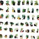 Aestalrcus 48 Pcs Diamond Art Stickers, Cats and Plants Diamond Painting Stickers Kit, Black Cats 5D Gem Art for Kids Birthday Party Holiday Gifts